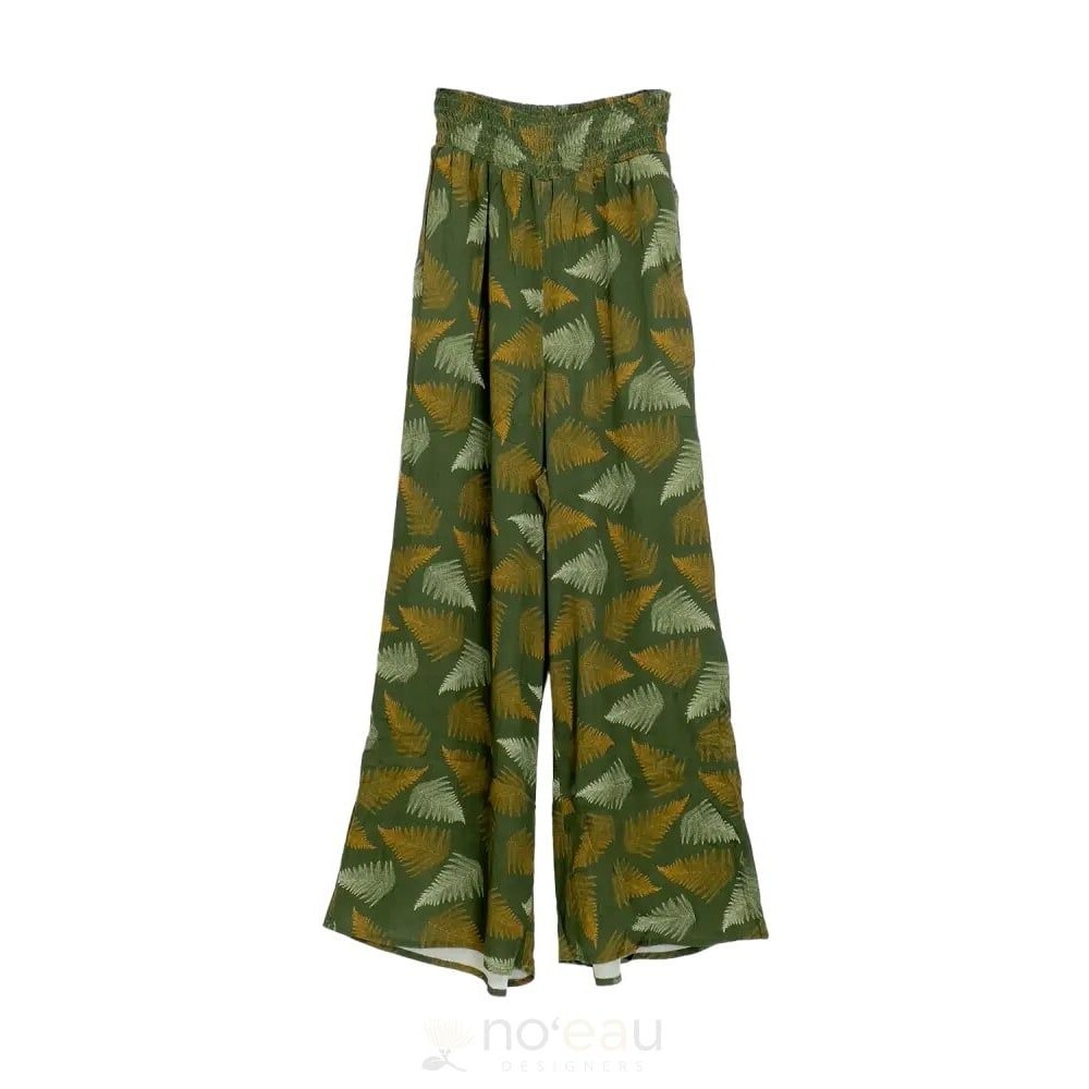 Noeau NWT Hoonanea Palapalai Leaves Palazzo Wide Leg Smocked Waist Pants L